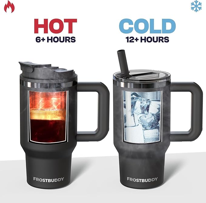 Frost Buddy Thicc Buddy - 30 oz Stainless Steel Vacuum Insulated Tumbler with Lid and Straw for Water - Travel Mug Cupholder Friendly - Gifts for Women Men Him Her (Nebula)