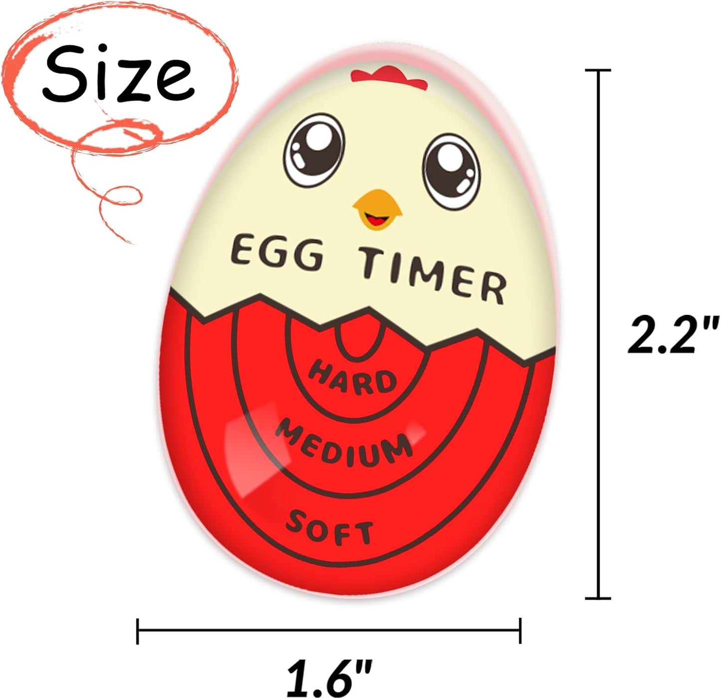 Lasubst Egg Timer That Goes in Water for Soft Medium Hard Boiled Eggs, 1 Red 1 Green