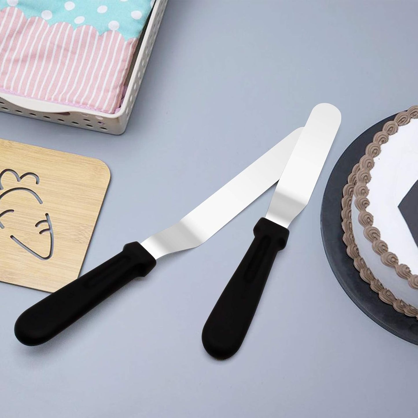 Icing Spatula, Offset Spatula, Stainless Steel with PP Plastic Handle Cake Decorating Frosting Spatula