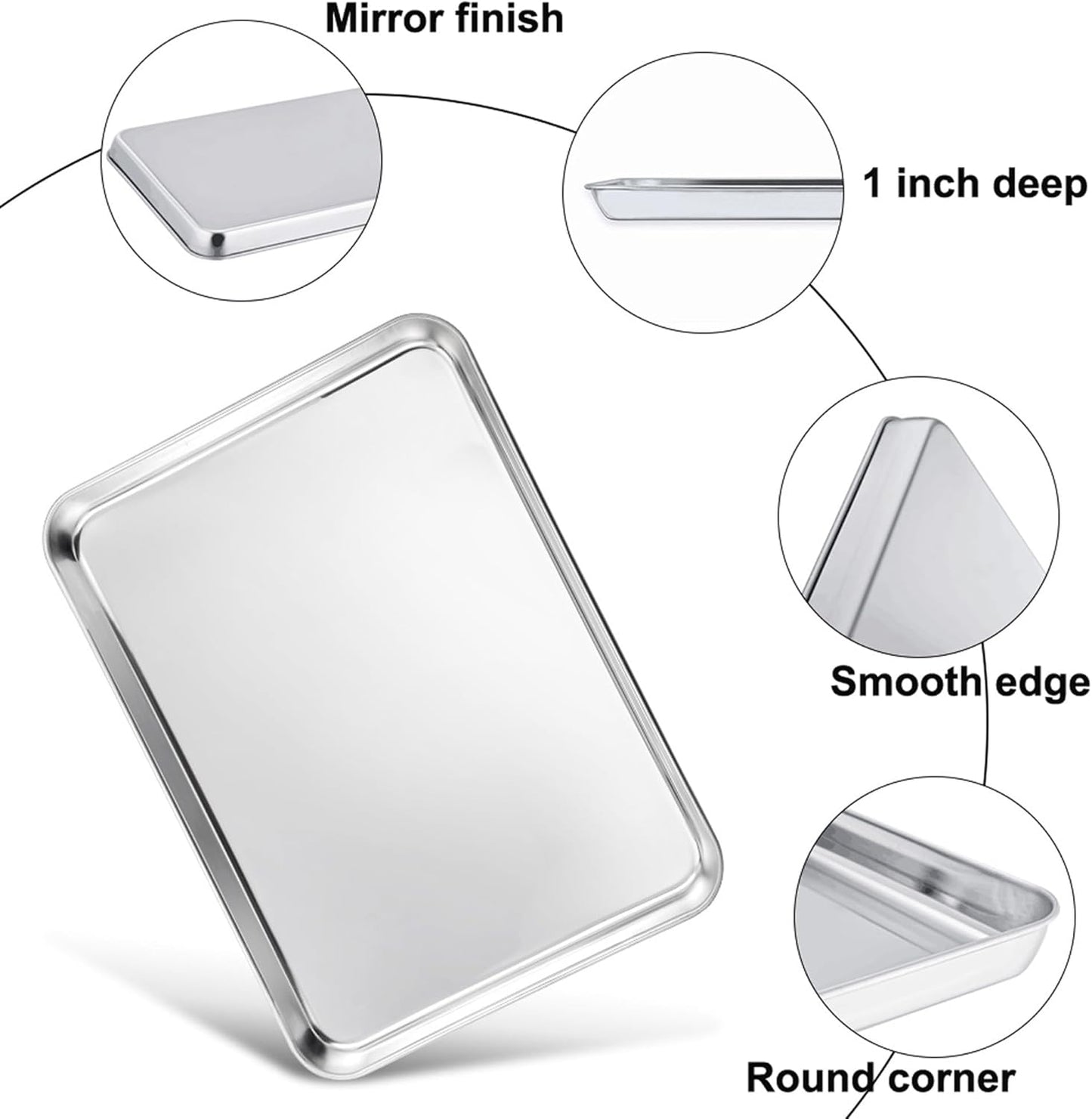 TeamFar Cookies Sheet with Rack, 16 x 12 x 1 Inch Stainless Steel Baking Sheet Tray Pans with Grid Wire Racks for Cooling Baking Roasting, Non-Toxic & Heavy Duty, Dishwasher Safe, 2 Pans + Racks