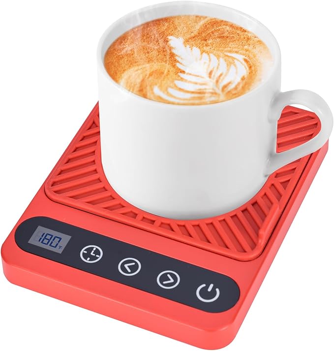 Mug Warmer - Electric Coffee Mug Warmer with Timer,Coffee Cup Warmer for Desk Auto Shut Off,Smart 6-Temperature Control, Coffee Accessories for Coffee Lovers Red