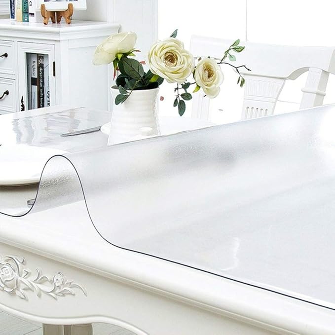 NECAUX Custom Multisize 1.5mm Thick Frosted PVC Table Cover Protector - 19 x 36 Inch Rectangular Plastic Table Cover Desk Pad Mat for Office & Computer Desk