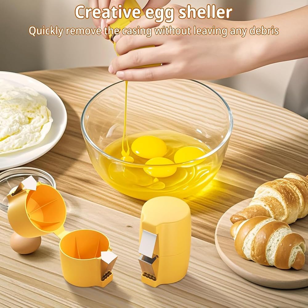 Egg Shell Opener Remover, Eggs Peeler Separator for Boiled and Raw Eggs, Stainless Steel Eggshell Cutter Kitchen Tools for Cooking and Breakfast Prep (Pink, 2 Pcs)