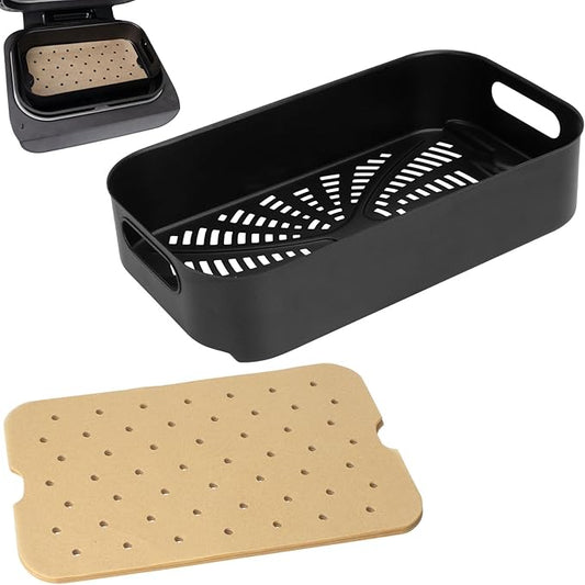 Foodi Air Frying Combo Crisper Basket for Ninja FG551 Smart Indoor Grill, Non-Stick Air Fryer Basket for Ninja Air Fryer Grills DG551/DG651 Accessories, with Disposable Perforated Paper Liners,100PCS