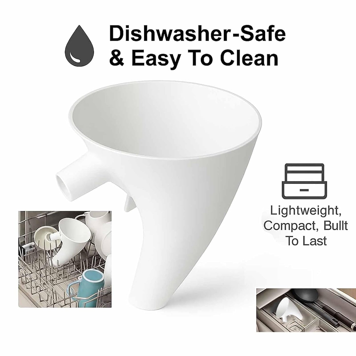 2 Pcs Flour Funnel for Kitchen Aid Mixer, for Kitchen Aid Artisan Ksm150 5-Quart Tilt-Head Stand Mixer, Plastic Powder Funnel with Easy-Pour, Prevents Spills and Messes