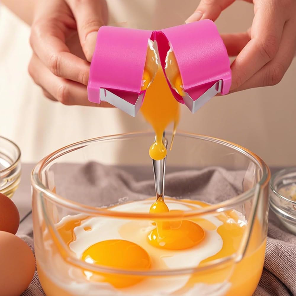 Egg Shell Opener Remover, Eggs Peeler Separator for Boiled and Raw Eggs, Stainless Steel Eggshell Cutter Kitchen Tools for Cooking and Breakfast Prep (Yellow, 3 Pcs)