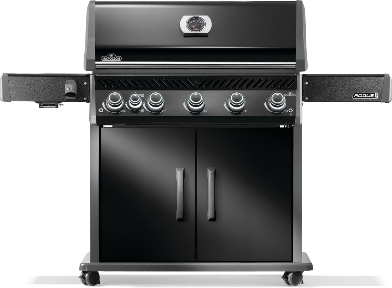 Napoleon Rogue PRO 625 Propane Gas Grill with Infrared Side Burner, Black, Durable 6-Burner Backyard Grill
