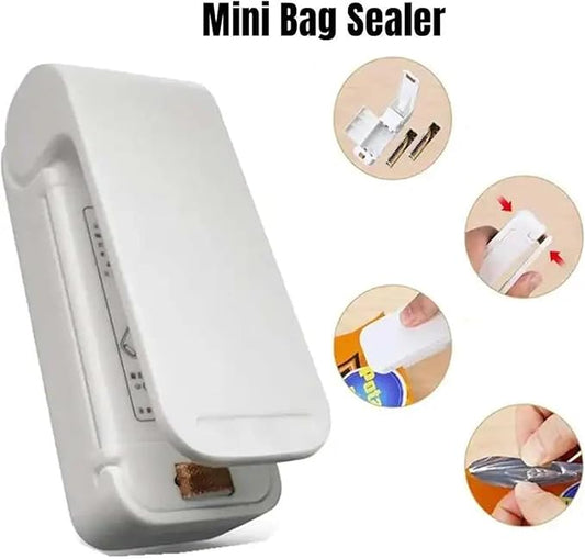 Sealing Machine, 6pcs Mini Heat Bag Packaging Sealer Portable Plastic Bag Clip Sealing Machine Food Storage Sealer Snack Sealer Kitchen Helper(White)