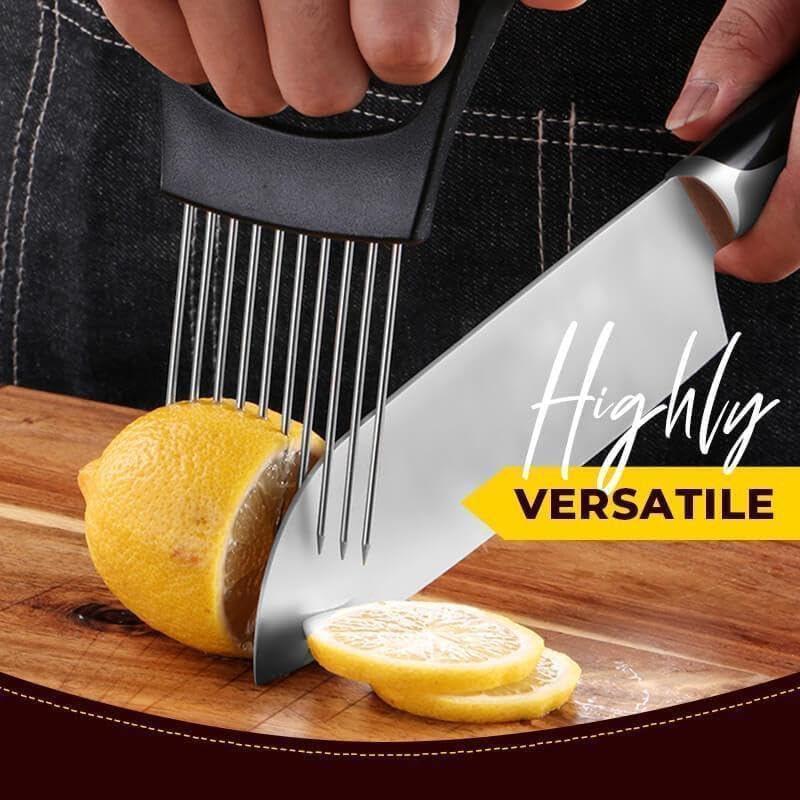 Onion Slice Holder, 2025 Upgraded Stainless Steel Onion Holder for Slicing Lemon Slicer Vegetable Cutter, Kitchen Chopper Slicing Assistant Tool for Meat, Onion, Potato, Tomato (1, B)