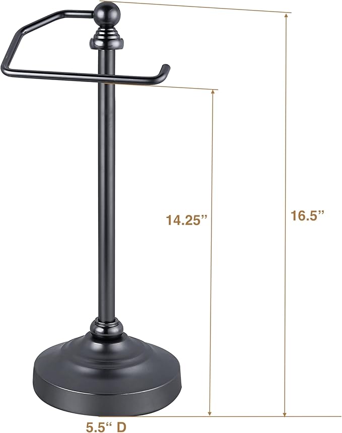 SunnyPoint Deluxe Free Standing Heavy Weighted Countertop Fingertip Towel Holder Stand (Black Nickel)