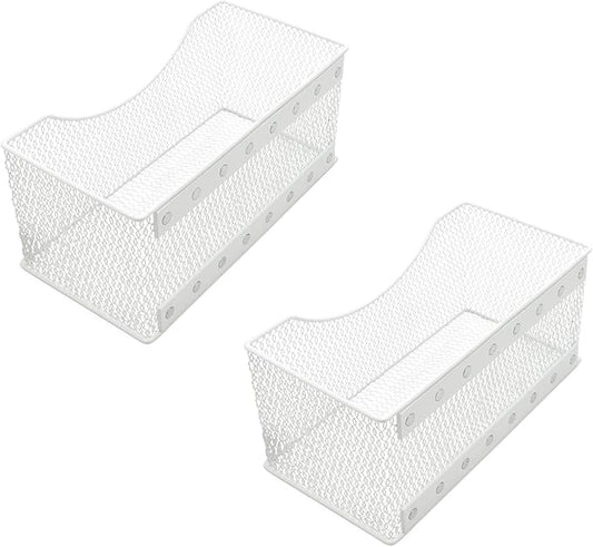 Ybmhome Wire Mesh Magnetic Storage Basket, Trash Caddy, Container, Desk Tray, Office Supply Organizer Silver for Refrigerator/Microwave Oven or Magnetic Surface in Kitchen or Office (2, Large (White))