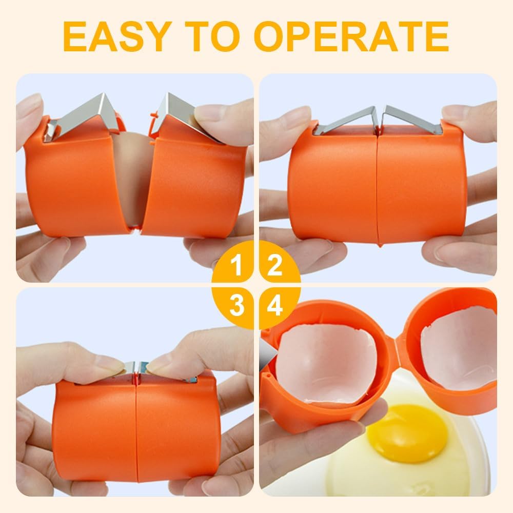 Stainless Steel Egg Shell Opener, 2025 New Egg Shell Cutter Egg Shell Separator for Raw Eggs Gadgets, Multifunctional Egg Cutter Egg Cracker Separator for Home Kitchen (Yellow)