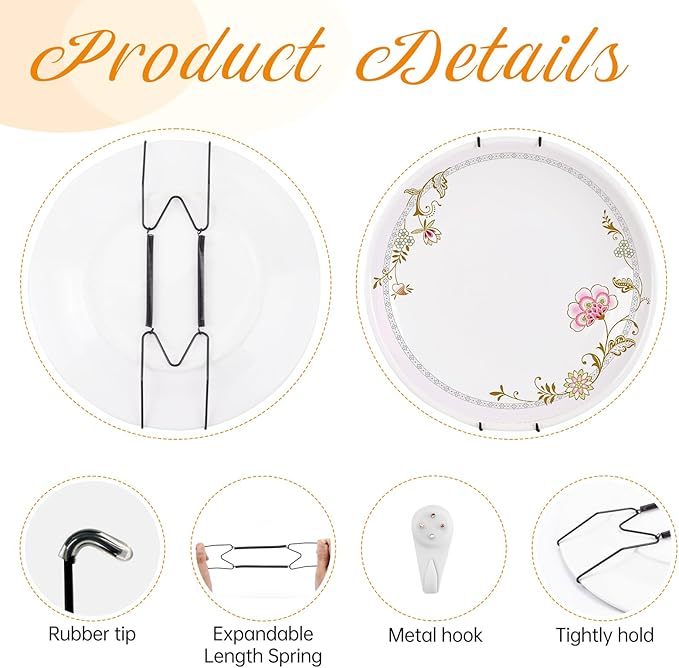 Bilillo 3 Pack Plate Hangers for The Wall, Suitable for 10''-14'' Decorative Plate,Invisible Heavy Duty Wire Plate Holder with Wall Hooks, Plate Hangers for Displaying Plates, Platter, Dish (Black)