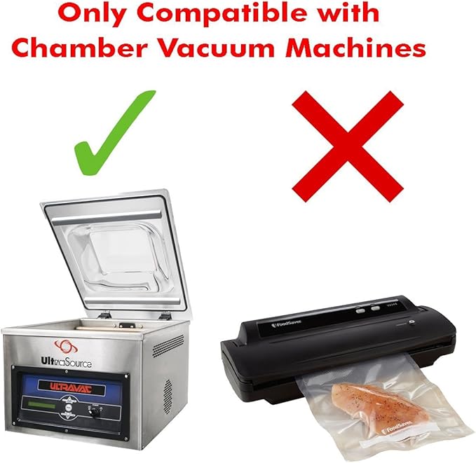 UltraSource - Chamber Machine Pouches 3 Mil Thickness, 8" x 15", Pack of 1000 Vacuum Chamber Pouches, BPA-Free Pre-Cut Chamber Vacuum Sealer Bags with tear notch