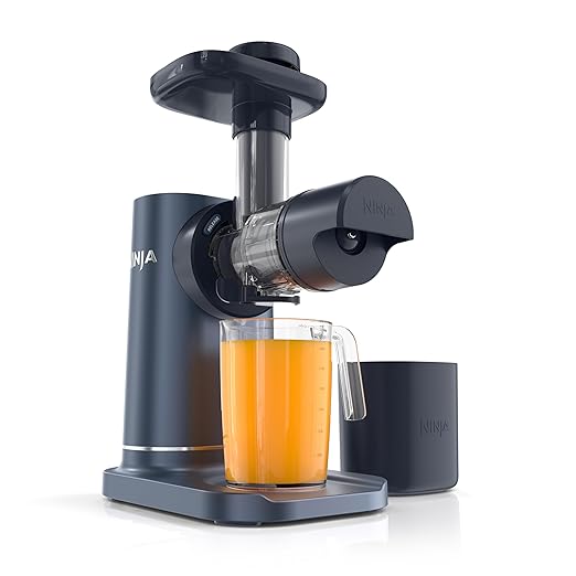 Ninja NeverClog Cold Press Juicer, Powerful Slow Juicer with Total Pulp Control, Countertop, Electric, 2 Pulp Functions, Dishwasher Safe, 2nd Generation, Blue/Navy, JC151NV
