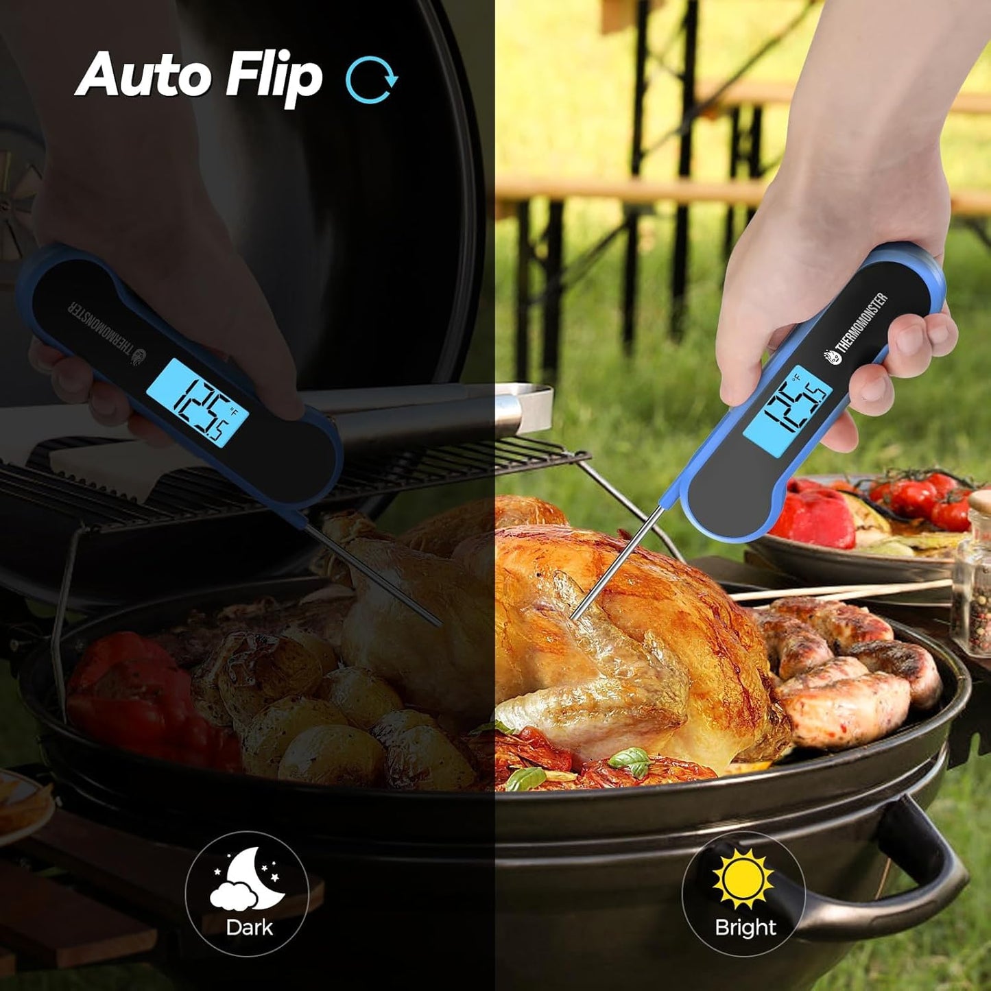 0.5 Sec Instant Read Meat Thermometer Digital with ±0.5℉ Precision, Food Thermometer for Cooking Kitchen Gadgets, Oven Grill Candy BBQ Essentials Accessories, Gifts for Him Dad Men Birthday, Blue