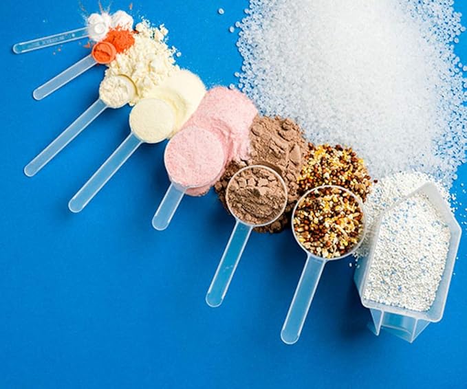 Plastic Measuring Scoop, (18 cc | 1.30 Tablespoon | 18 mL) Long Handle Spoons for Powders, Granules, Coffee, Pet Food, Baking Supplies, Protein and Other Dry Goods, BPA Free (Set of 5)