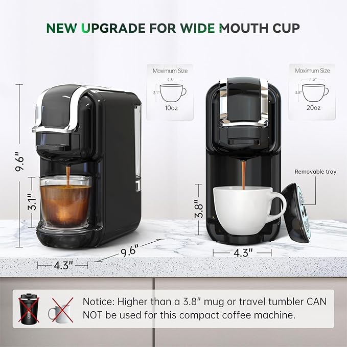 Multi-Capsule Coffee Maker, Hot/Cold Coffee Maker, Milk, ESE Pod Ground Coffee, Cafeteria, 19 Bar, 5 in 1 (Color : H2B M1A WH, Size : CHINA_US)