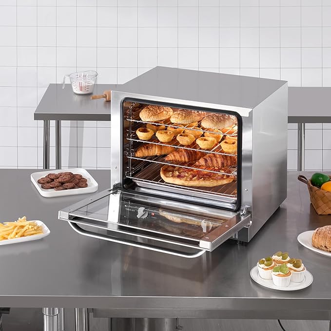 VEVOR Commercial Countertop Oven, 66L 4-Tier Toaster Ovens with Tempered Glass Door, Wire Racks Clip Tray Gloves, 2800W Electric Stainless Steel Baking Ovens for Restaurant Bakery (AC208~240V,60Hz)