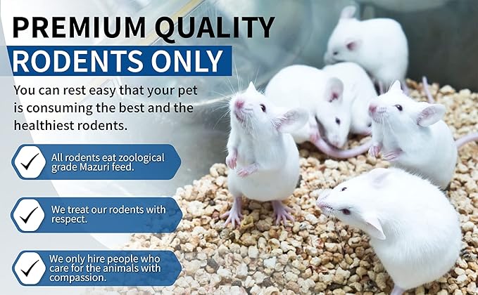 MiceDirect EST. 2003 30 Frozen Rat Combo Pack 15 Rat Weanlings and 15 Rat Small Feeders Snake Food for Juvenile Ball Pythons and Monitors (3.5-6 in)(1125 Grams Min)