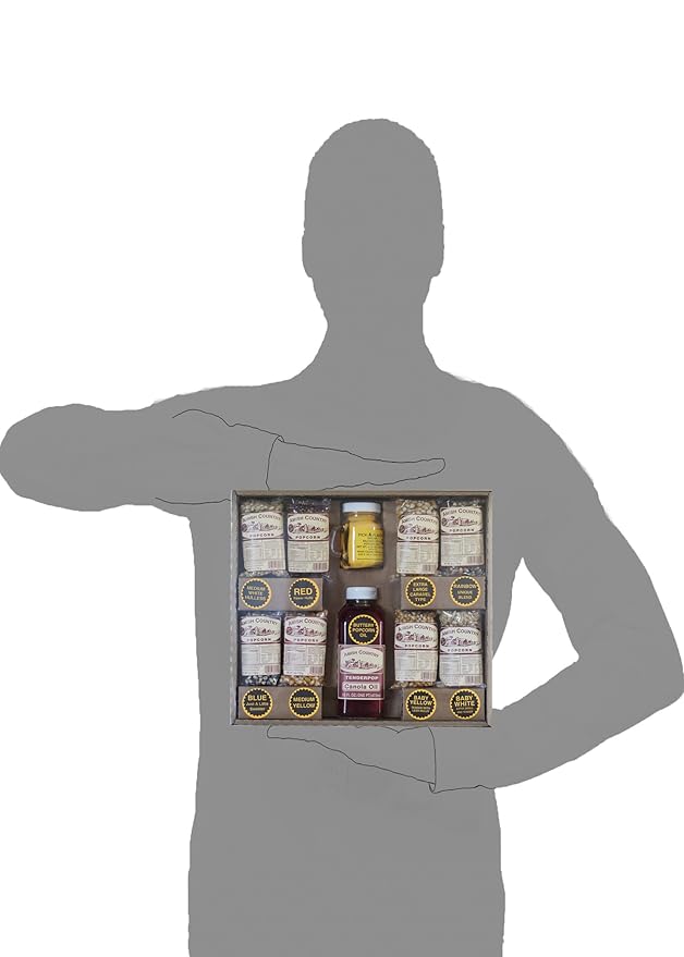 Amish Country Popcorn | 8-4 oz Bags | Stovetop Popping Sampler Pack with Canola Oil and BallPark ButterSalt | Old Fashioned, Non-GMO and Gluten Free (Stovetop Sampler - 8-4 oz Bags)