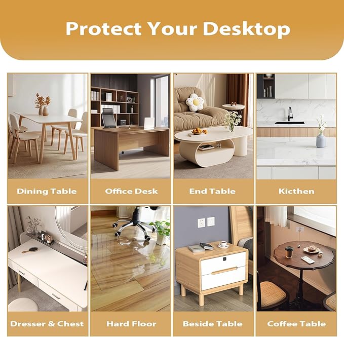 Frosted Table Protector 42 x 60 Inch, 1.4mm Thick Waterproof PVC Plastic Table Cover, Durable Table Pad for Dining Room, Kitchen, Writing Desk, and Coffee Tables