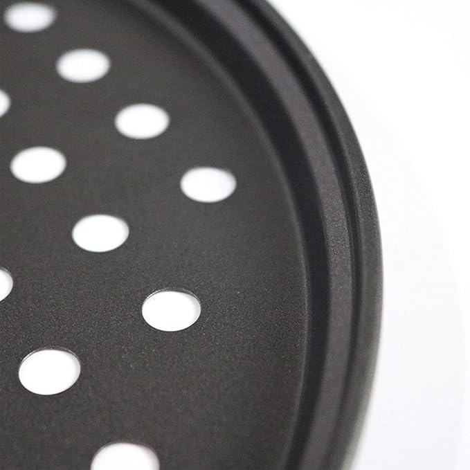 Handook Pizza Pan for Oven, Nonstick Pizza Pans, Carbon Steel Pizza Pan with Holes, Pizza Baking Pan for Oven Baking Supplies, for Home Baking Kitchen Oven Restaurant (12 Inch)