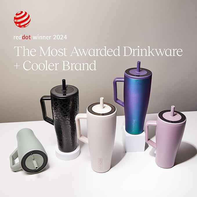 BrüMate Era 30 oz Tumbler with Handle & Straw | 100% Leakproof Insulated Water Bottle Tumbler with Lid & Flexible SoftSip Straw | Made of Stainless Steel | Cup Holder Friendly | 30oz (Nightfall Blue)