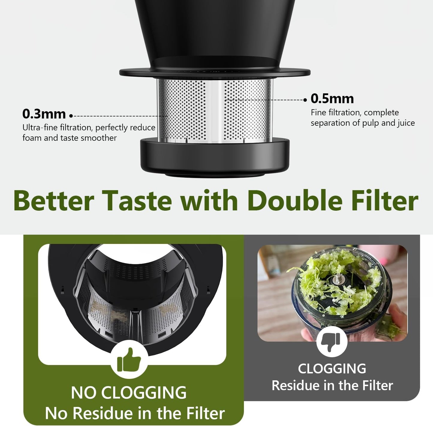 Cold Press Slow Juicers for Carrot Celery Ginger Beet, Electric Coffee Grinder, 250W Masticating Juicer Machine Vegetables Fruit Juice Extractor Easy To Clean Quiet Juicer BPA-Free Reverse Function