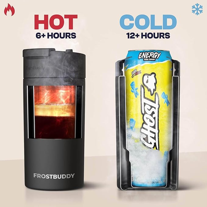 Frost Buddy Universal Can Cooler - Fits all - Stainless Steel Can Cooler for 12 oz & 16 oz Regular or Slim Cans & Bottles - Stainless Steel (Silver Sleigh)