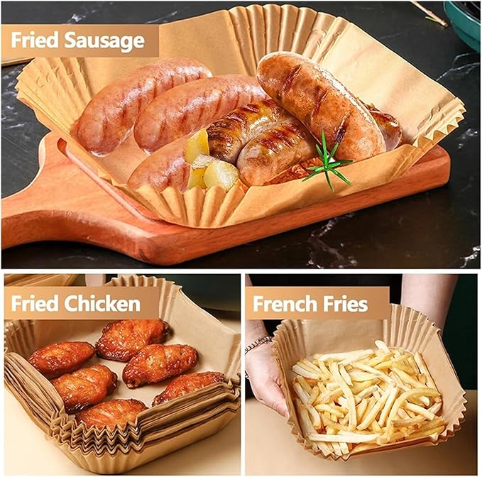 Large Air Fryer Disposable Paper Liners Nonstick 23cm Oven Airfryer Parchment Baking Paper ，Compatible For Ninja，Compatible For COSORI ，Grill Cooking Basket(16cm round,100 Pcs)