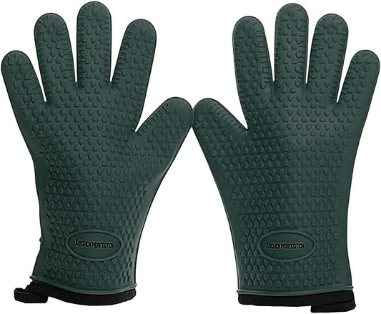 Kitchen perfection XL Silicone Smoker Oven Gloves-Extreme Heat Resistant BBQ Gloves-Handle Hot Food Right on Your Grill Fryer&Pit|Waterproof Grilling Cooking Baking Mitts|Superior Value Set+3 Bonuses