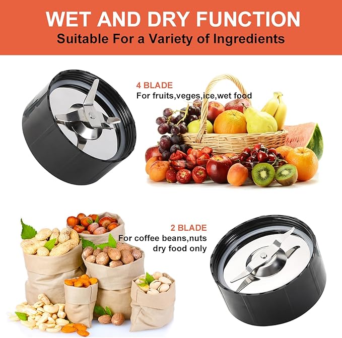 Uten 5-in-1 Smoothie Blender 42 oz/1.25L, Multi-Functional Mixer, Smoothie Maker, Juicer, Grinder with 304 Stainless Steel Blades, BPA-Free, Dishwasher Safe, Includes 3 Blender Cups & 2 Travel Bottles