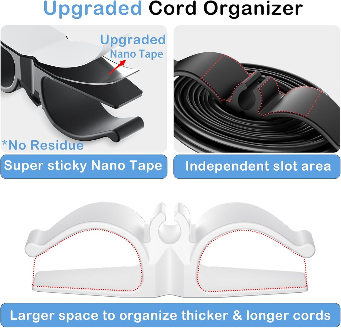 Cord Organizer for Appliances, 12 Pack Upgraded Kitchen Appliance Cord Organizer Stick On Appliance Wire Organizer Wire Wrapper for Kitchen Appliances Mixers, Coffee Maker, Pressure Cooker