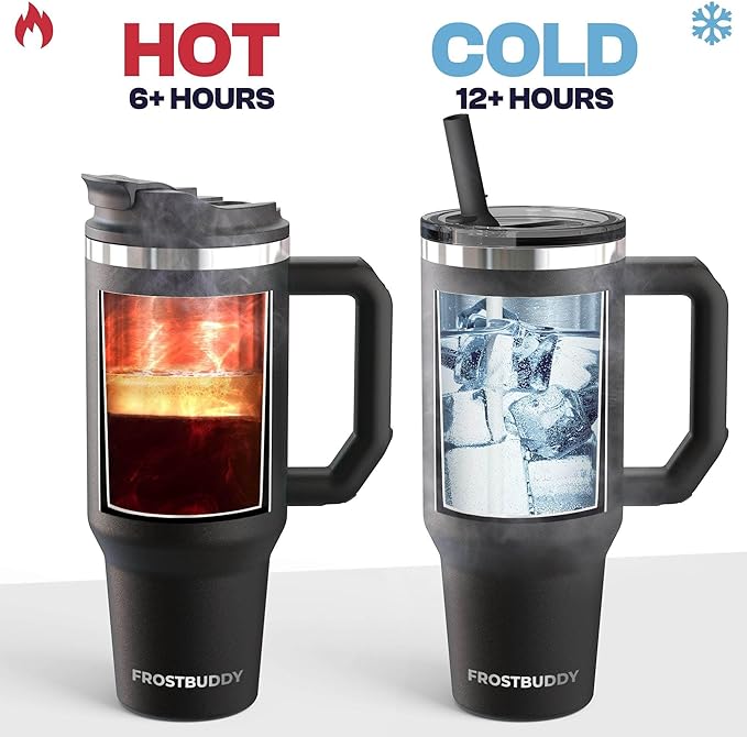 Frost Buddy Thicc Buddy - 30 oz Stainless Steel Vacuum Insulated Tumbler with Lid and Straw for Water - Travel Mug Cupholder Friendly - Gifts for Women Men Him Her (rockytop)