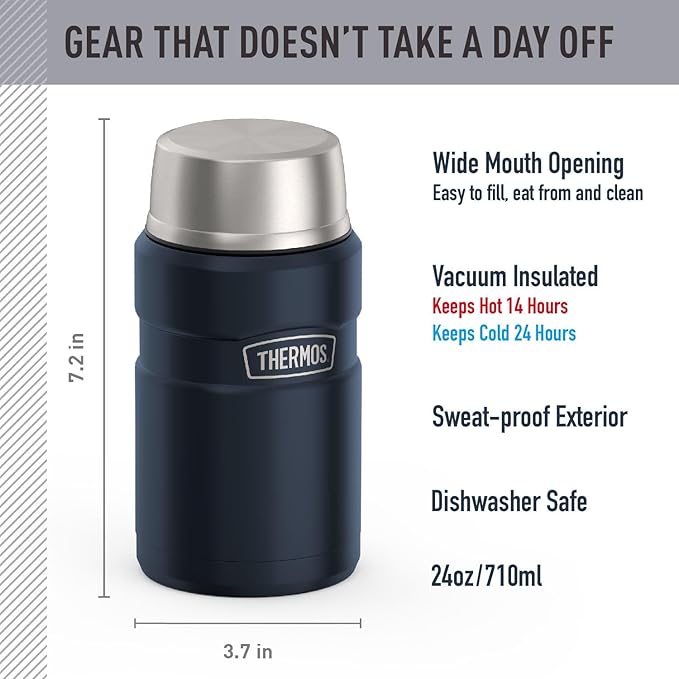 THERMOS Stainless King Vacuum-Insulated Food Jar, 24 Ounce, Midnight Blue