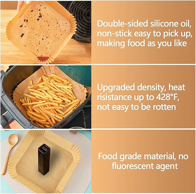 Large Air Fryer Disposable Paper Liners Nonstick 23cm Oven Airfryer Parchment Baking Paper ，Compatible For Ninja，Compatible For COSORI ，Grill Cooking Basket(16cm round,250 Pcs)