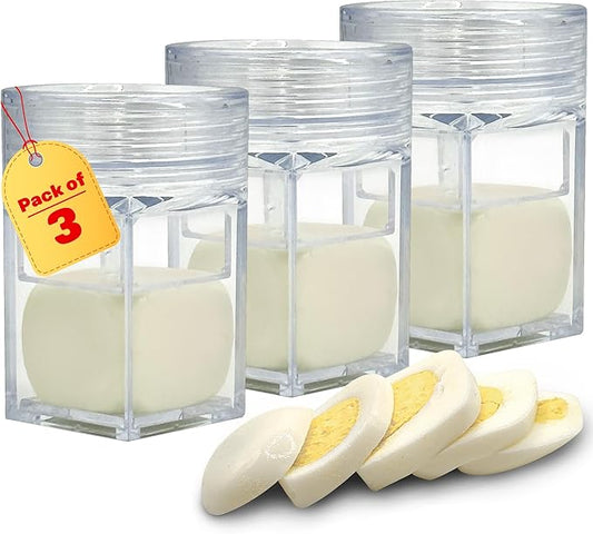 Eggssentials Pack of 3 Egg Shaper - Egg Cuber Square Egg Mold - Hard Boiled Eggs Maker for Square Boiled Eggs Egg Dicer for Eggs - Boiled Egg Mold Egg Press.