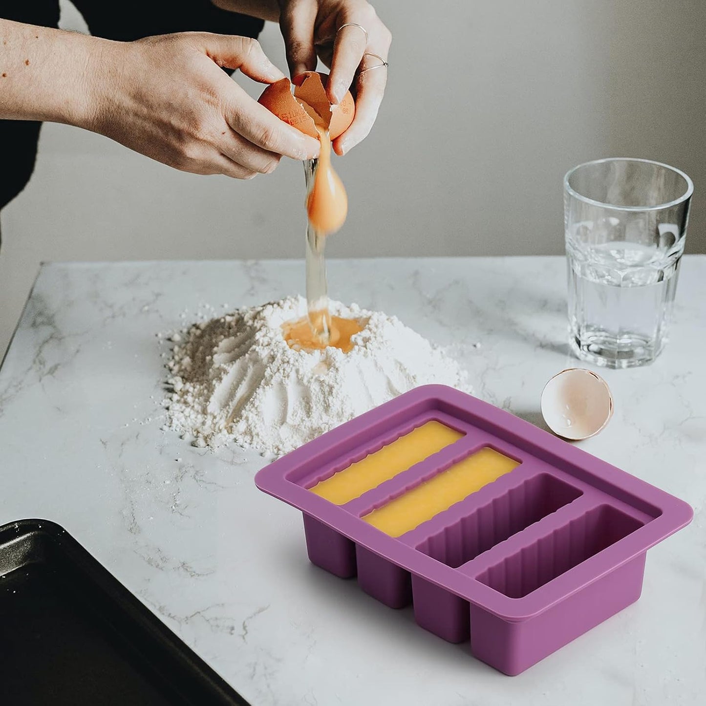 KeFanta Silicone Butter Mold, Butter Molds Tray with Lid,Large Butter Maker with Food Grade Silicone Spatulas,Rectangle Container for Brownies,Homemade Butter,Herbed,Garlic Butter