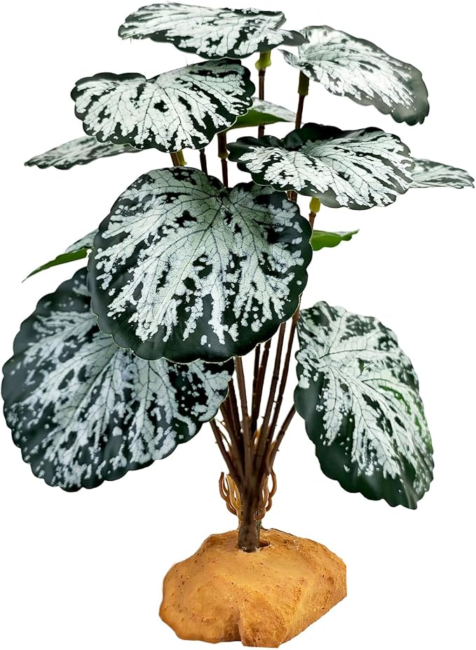 Woyrise Reptile Artificial Plants for Terrarium Decor, Amphibian Habitat Decorations Bearded Dragon Tank Accessories fit Crested Gecko Leopard Lizard Chameleon Snake Frog - Fake Spots Heuchera