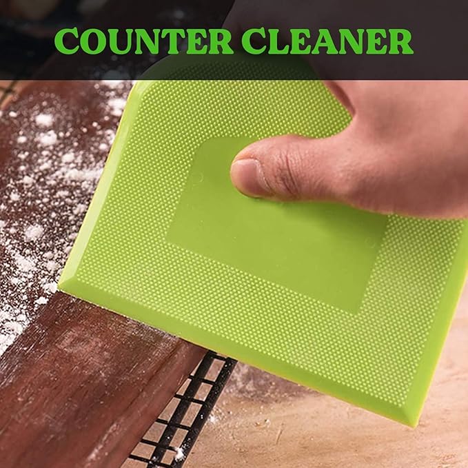 SURDOCA Dough Scraper Bench Scraper - 3P 9.5x6.1" Plastic Flexible Bowl Scraper, Sharp Edge & Angles Cake Scraper. Non-Slip Bakeware Decorating Tools Sculpting & Modeling Tools - Pink+Blue+Pink