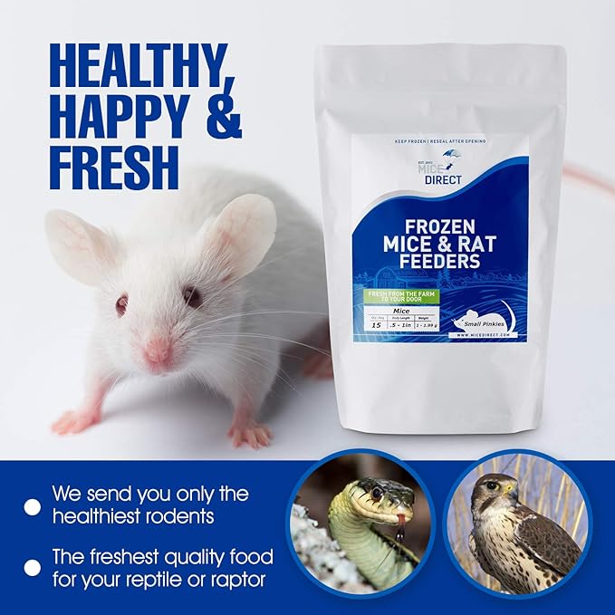 MiceDirect EST. 2003 Frozen Rat Combo Pack Rat Weanlings & Rat Smalls Feeder Snake Food for Sub-Adult Ball Pythons Monitors, 40 Ounce (20 Count)