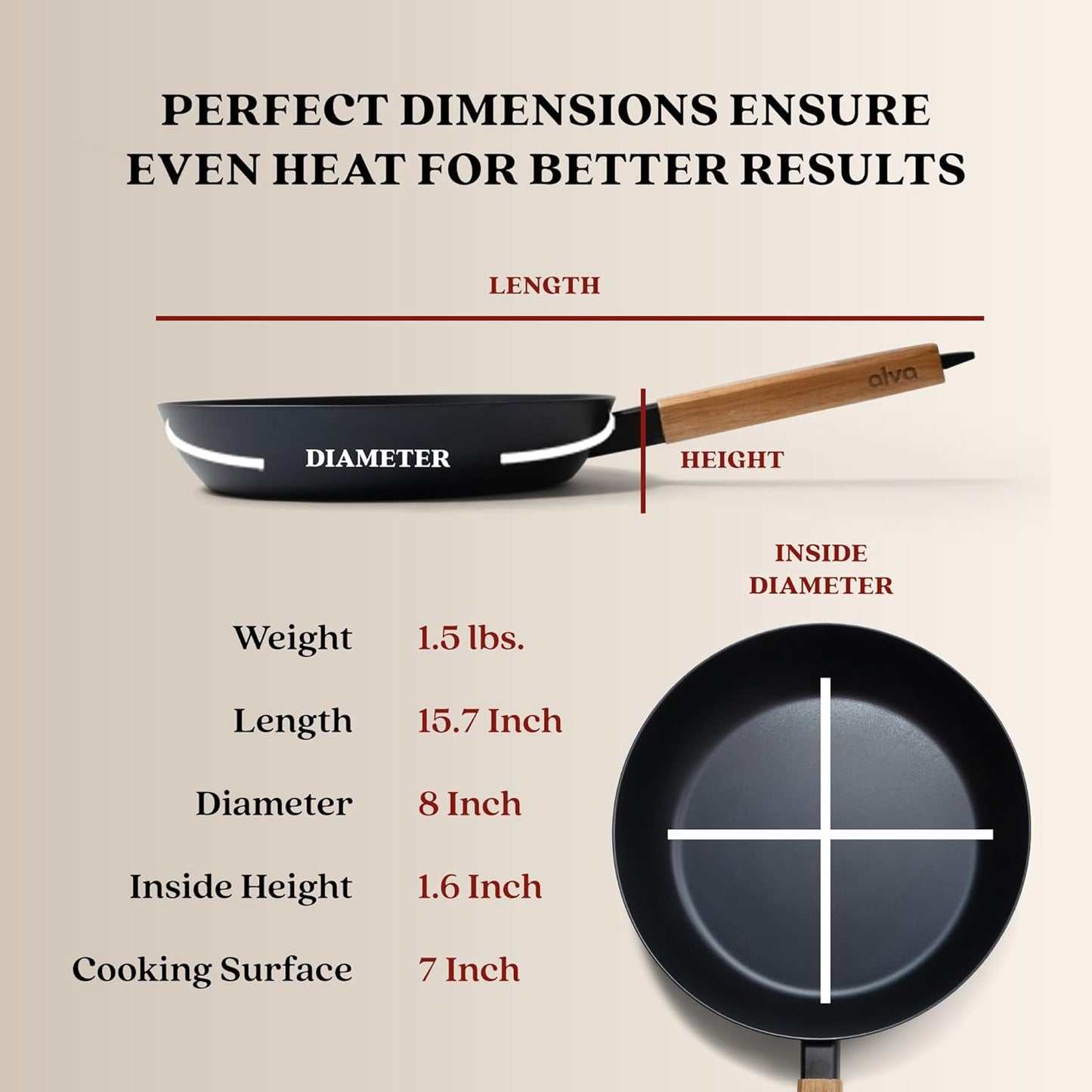 Alva Forest 8” Carbon Steel Frying Pan – Pre-Seasoned, Lightweight Chef-Grade Skillet with Stay-Cool Acacia Handle, Natural Nonstick, Induction & All-Stove Compatible – Professional Restaurant Quality