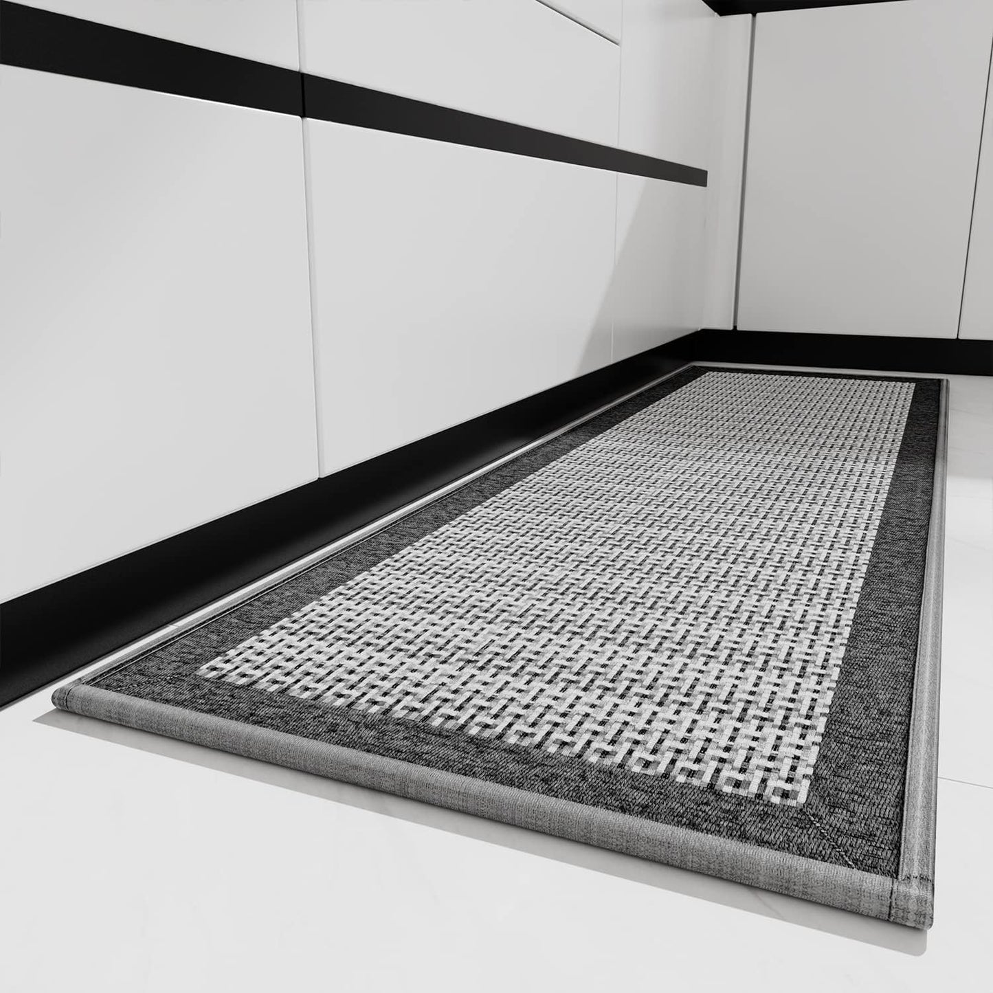 PADOOR Kitchen Mats for Floor, Kitchen Rugs Non Slip Washable, Rubber Backed Kitchen Runner Super Absorbent Kitchen Floor Mat Sink Rug, 17”x24” Grey