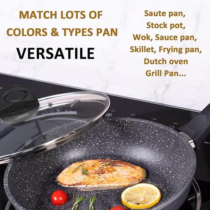 Glass Lids for Pot and Pan, 8, 9.5, 10.25, 11, 12, 12.6, 13.5, 14 Inch Tempered Replacement for Covers Kitchen Cookware, Frying Pan, Wok, Skillet (12.5 Inch)