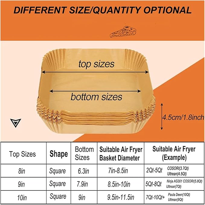 Large Air Fryer Disposable Paper Liners Nonstick 23cm Oven Airfryer Parchment Baking Paper ，Compatible For Ninja，Compatible For COSORI ，Grill Cooking Basket(23cm round,50PC)
