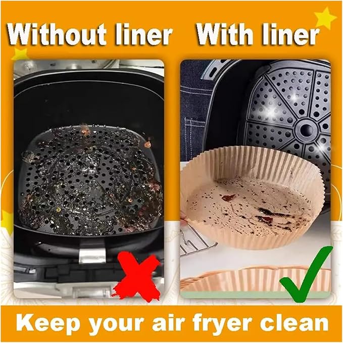 Large Air Fryer Disposable Paper Liners Nonstick 23cm Oven Airfryer Parchment Baking Paper ，Compatible For Ninja，Compatible For COSORI ，Grill Cooking Basket(20cm square,50PC)