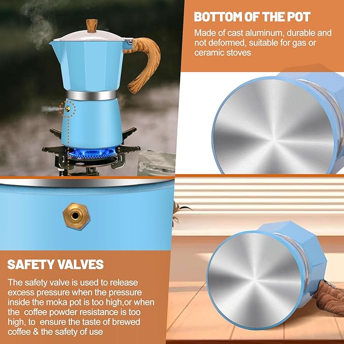 12 Cup Aluminum Espresso Stovetop Moka Pot Express Coffee Maker Percolator Italian Classic Mocha Coffee Machine for Italian and Cuban Cafe Brewing for Home & Camping 600ml 20oz