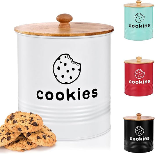 White Cookie Jars with Lids Airtight, 1.5 Gallons Cookie Tins, Large Cookie Jar for Kitchen Counter Decorative for Farmhouse, Christmas, and Gift Giving Cookie Storage Containers