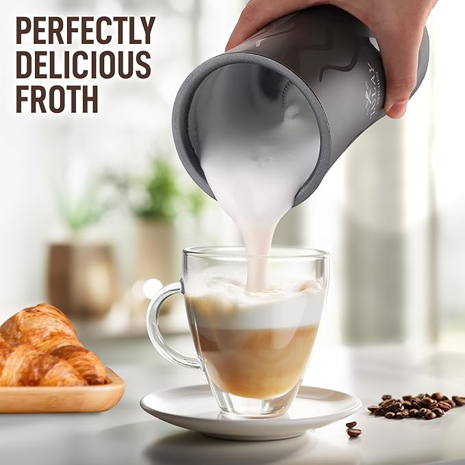 Zulay 4-in-1 Milk Frother and Steamer - Automatic Hot and Cold Foam Maker with Auto Shut Off & Temperature Control for Coffee, Latte, Cappuccino, Hot Chocolate - Gray